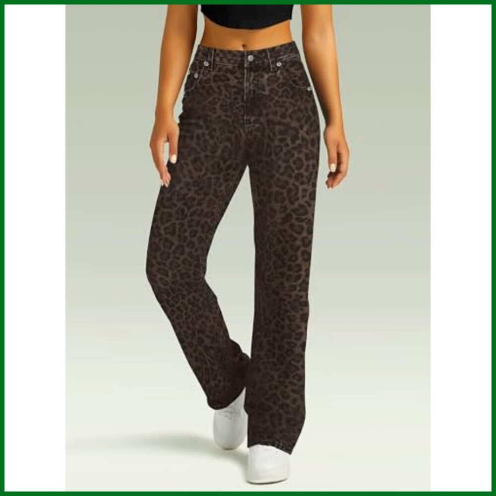 High Waisted Straight Leg Boyfriend Jeans, Wide Leg Loose Fit - Picture 3 of 6